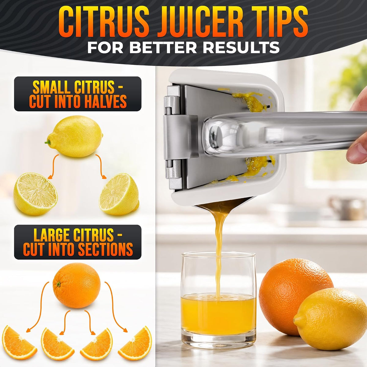 NADOBA Lemon Squeezer and Lime Squeezer, Max Extraction Citrus Hand Juicer