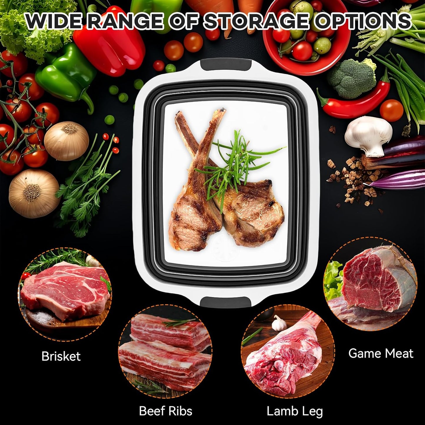 Collapsible Cutting Board with BBQ Prep Tub and Lid, Foldable Food Prep Container for Meal Prep, Marinating, Food Storage, Grilling, Camping and Outdoor Cooking, Dishwasher Safe, Black XX-Large