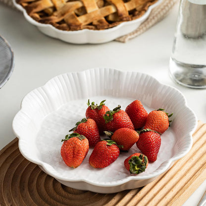 Deep Dish Pie Pan with Lid, 11 inch Ceramic Pie Dish, Round Baking Dish for Apple, Quiche, Pot Pies, Tart, etc, Microwave, Dishwasher, and Oven Safe