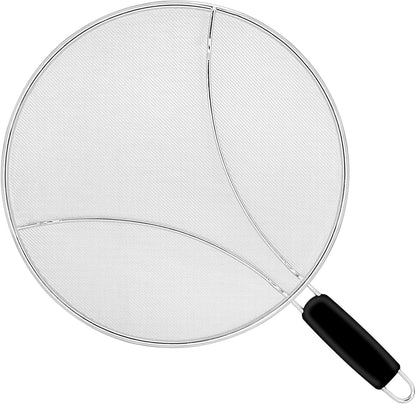 11 Inch Grease Splatter Screen for Frying Pan, Stainless Steel Fine Mesh Oil Splash Guard to Prevent Burns & Keep Kitchen Clean