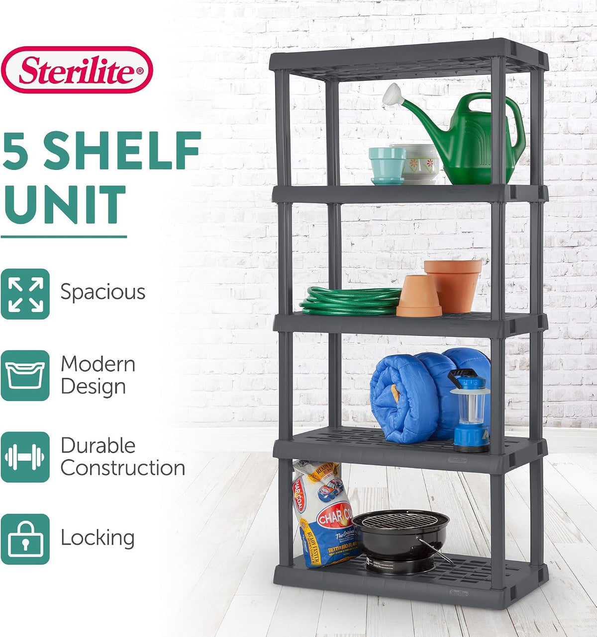 Sterilite 18-Pack Plastic Storage Bins w/ Lids, Shelf Totes Clear Containers, 25 Qt, Gray
