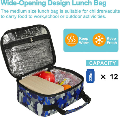 esouler Lunch Box Kids Insulated Lunch Bag for Boys & Girls Durable Children Lunchbox for School with Water Bottle Holder-Black