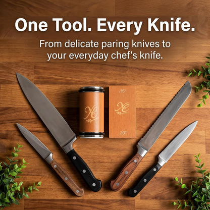 Premium Rolling Knife Sharpener Kit – Professional Magnetic Sharpening System with Diamond Disc, 15° & 20° Angle Guides, Razor Sharp Edge for Kitchen & Chef Knives