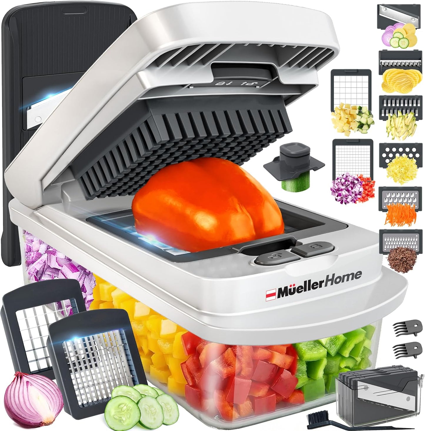 MUELLER HOME Pro-Series 10-in-1 Stainless Steel Multi Vegetable Chopper