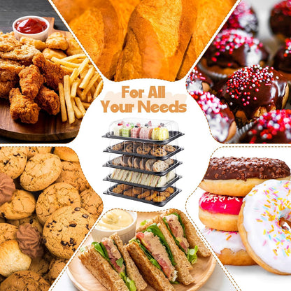 20 Sets Catering Trays with Lids, 12x8.5 Inch Heavy Duty Reusable Plastic Serving Trays with Lids, Catering Cookie Platter for Fruit Desserts Meal Prep Treats and Sandwiches for Travel Party