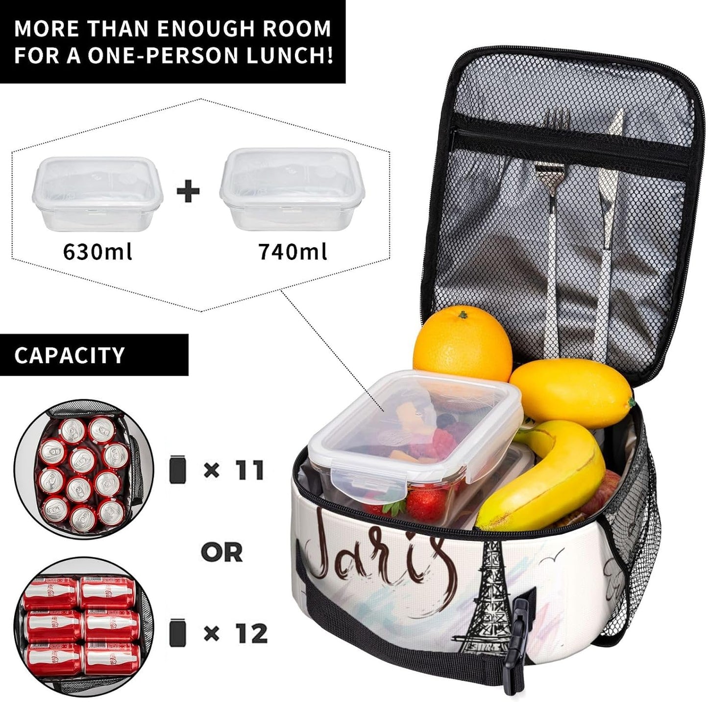 70s Retro Mushroom Floral Insulated Lunch Bag Reusable Cooler Lunch Box Portable Leakproof Thermal Container Tote Bags for Girls Boys School Travel