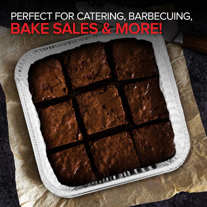 Stock Your Home Aluminum Pans 8x8 Disposable Foil Pans (20 Pack) - 8 Inch Square Pans - Tin Foil Pans Great for Cooking, Heating, Storing, Prepping Food