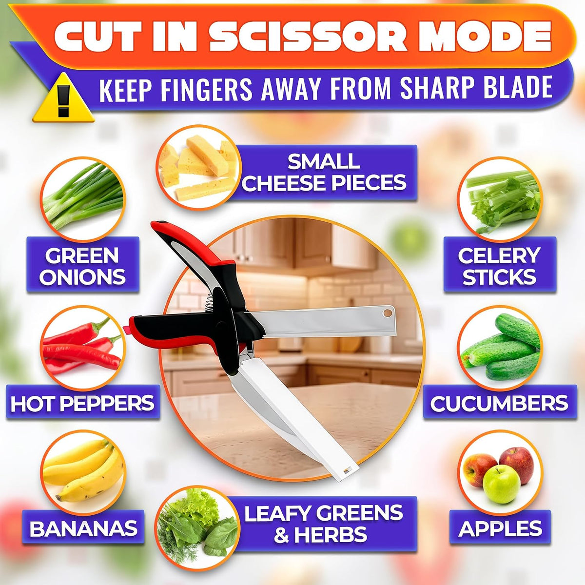 2 in 1 Kitchen Scissors for Food with Knife Sharpener (Grey)
