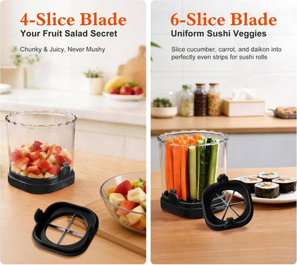 Fruit Slicer Cup 4 (6) Slice Blade Detachable Perfect Salads Sushi Pink