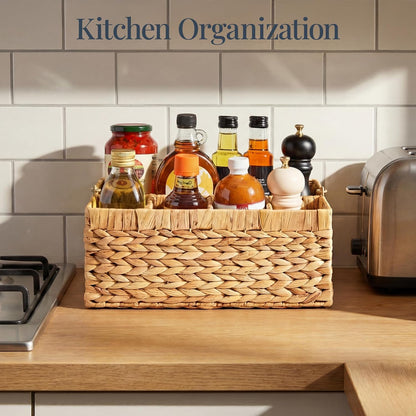 Best Choice Products Handwoven Silverware Organizer w/Handle, 5 Compartment Flatware Organizer, Shelf Storage Basket, Wicker Utensil Caddy, Cutlery Basket Holder for Party, Picnic, BBQ - Chestnut