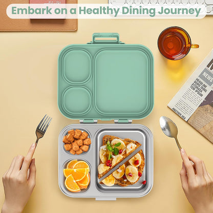 Pawtong Stainless Steel Bento Lunch Box for Kids | 3-Compartment Lunch Box Container Kids | 100% Leakproof, Eco-Friendly, Perfect Portion Control for Kids&Adult Healthy Meals (Purple)