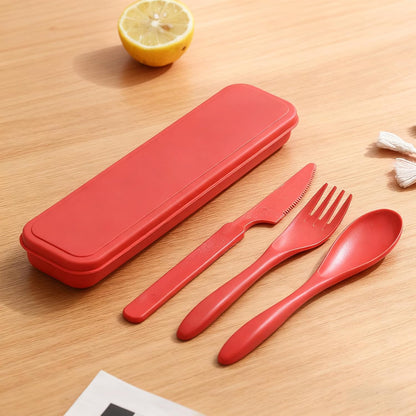 2 Pack Travel Utensils Set with Case, Wheat Straw Reusable Cutlery Set, Portable Spoon Knife Fork Tableware for Lunch Box, Picnic, Camping, Office, BPA Free for Adults Kids