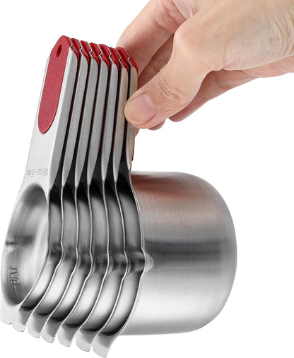 Spring Chef Magnetic Measuring Cups & Spoons Set, Patented, Strong N45 Magnets, Heavy Duty Stainless Steel Fits in Spice Jars for Baking & Cooking, BPA Free, Round Set of 15 with Leveler, Black