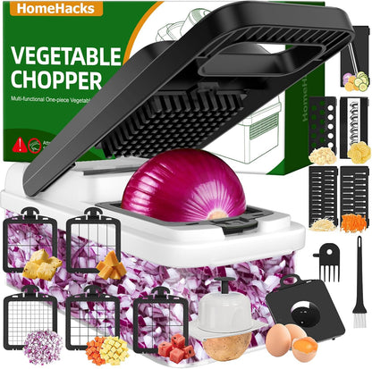 HomeHacks Veggie Chopper Vegetable Cutter, 12 in 1 Kitchen Gadget, Green