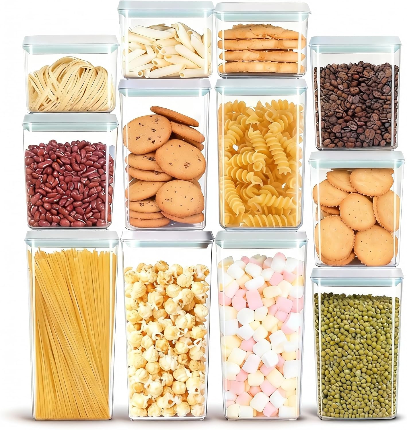 Pop Containers with Lids - Stackable Airtight Food Storage, Kitchen Pantry Storage Containers for Snacks Candy Salt Herbs Spices BPA-Free (3300ML / 3.48QT / 112OZ *3)