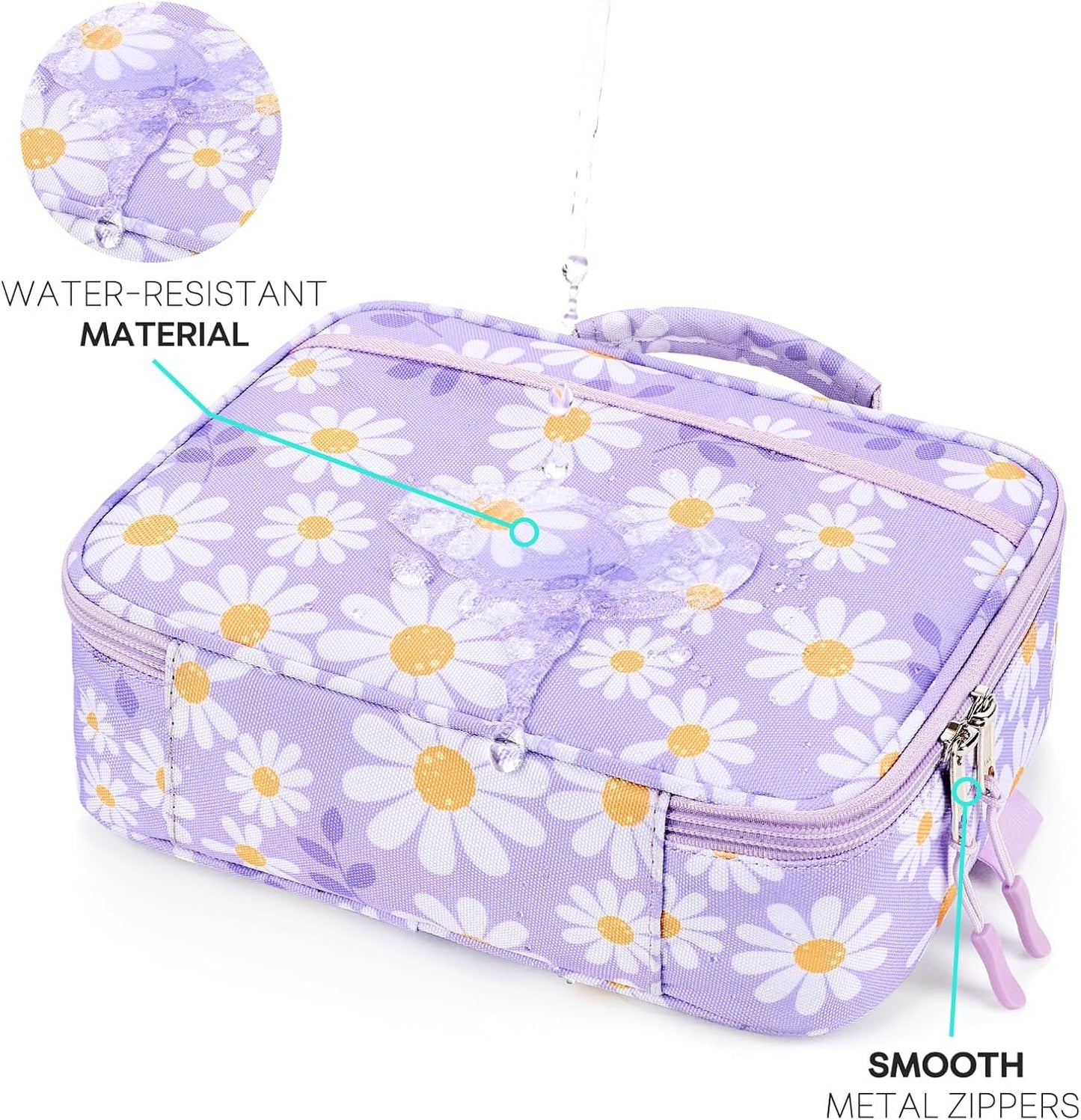mibasies Kids Lunch Box for Girls Toddler, Insulated and Reusable Lunch Bag for School, Pink Rainbow