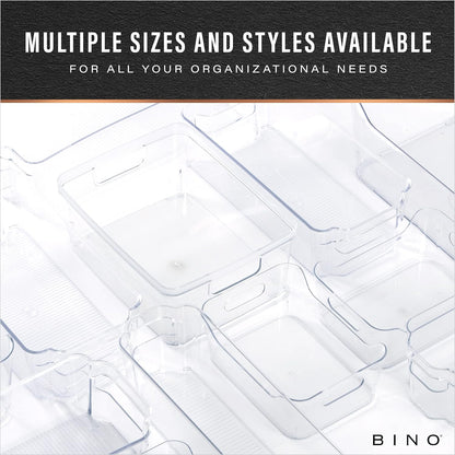 BINO | Plastic Storage Bins, Large - 2 Pack, Clear | THE SOHO COLLECTION | Pantry Organizers and Storage Containers | Fridge Organizer Bins | Kitchen Cabinet Organizer | Medicine Cabinet Bin