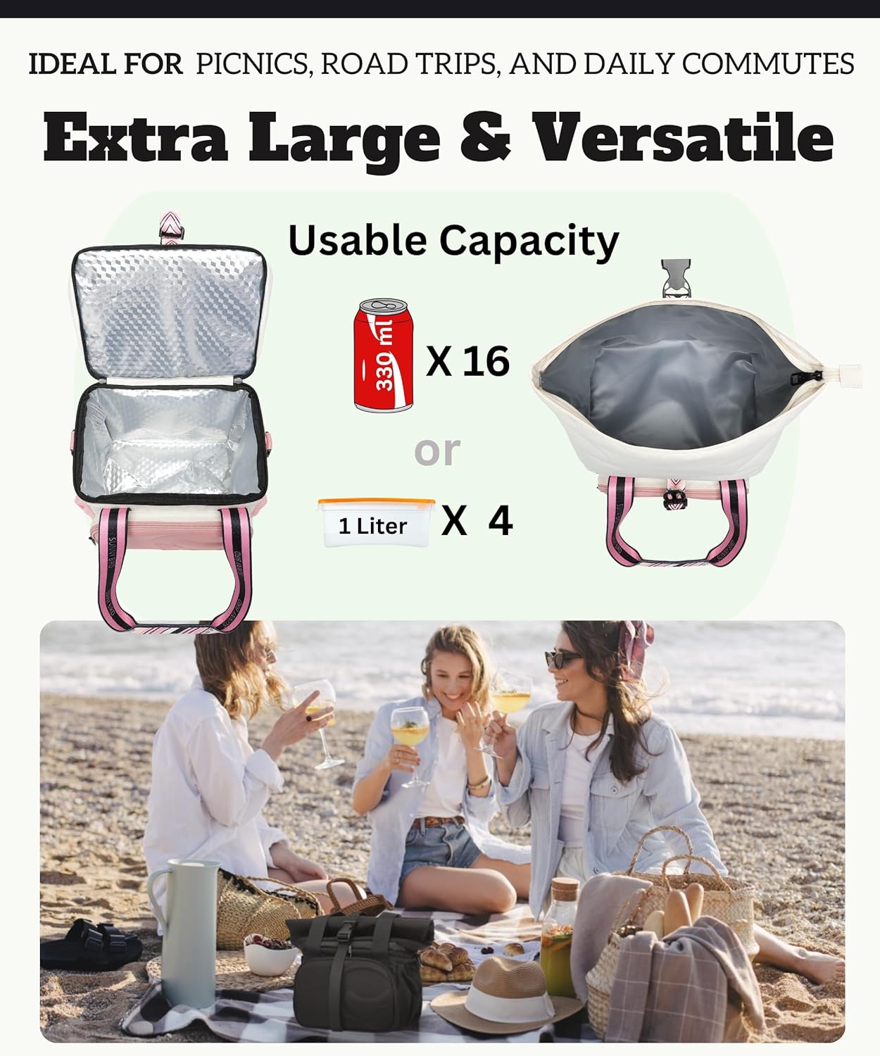 SUNNY BIRD Dual Compartment Lunch Bag Insulated Lunch Box for Women and Men (Purple)