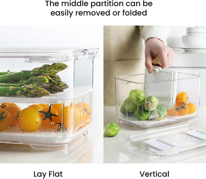 vacane 2 Pack Deli Meat Container for Fridge, Bacon Container with Lids for Refrigerator Fruit, Cold Cuts, Cheese Keeper Marinade Tray, Stackable Freezer Storage Containers
