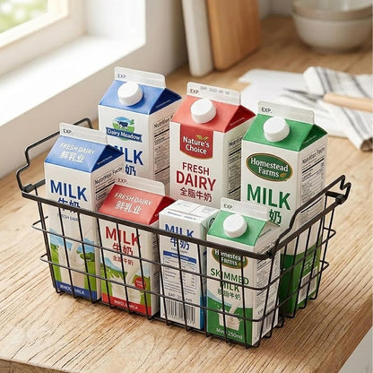 Freezer Organizer Bins, Deep Chest Freezer Baskets Stackable 4 Pack - Wire Metal Bins with Folding Handles, 30LBS Capacity, 14.6"×7.1"×4.9", Includes Baggy Rack - ARTAWEIN