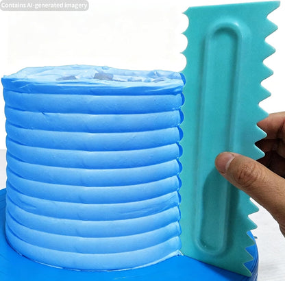Cake Scraper set of 8 Pack Cake Edge Tools -16 Design Textures-Blue