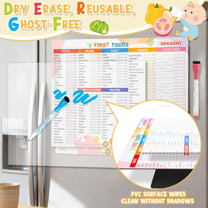 101 Foods Before 1 Checklist Magnet – Baby Food Chart & First Foods Fridge Magnet – Baby First Foods Tracker with Weekly Meal Planner – Dry Erase Baby Food Tracker Fridge Magnet with 3 Markers