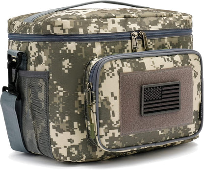 FlowFly Lunch Bag, Insulated Cooler, Thermal Lunch Box Tote with MOLLE/PALS Webbing, Adjustable Padded Shoulder Strap, for Tactical Men Women Adults and Boys Girls Kids (Cyan, Medium)