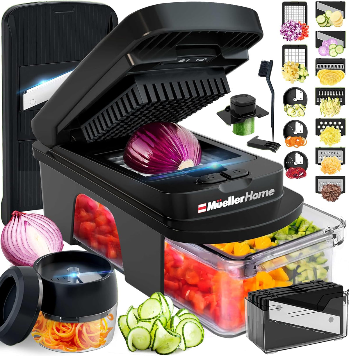 MUELLER HOME Pro-Series 10-in-1 Stainless Steel Multi Vegetable Chopper