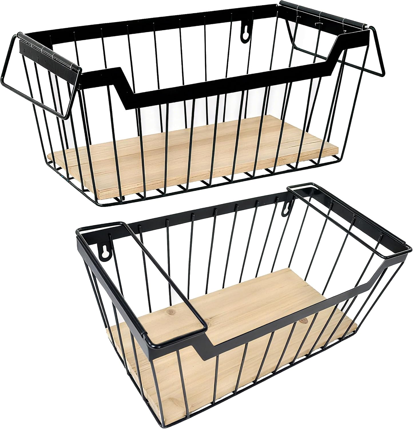 ShabbyDecor Metal Wire Basket with Handles Storage Organizer Stackable Organizing bin for Cabinet Shelf Countertop Under Sink Pantry for Kitchen,Bathroom,Laundry Closet, 1 Pack