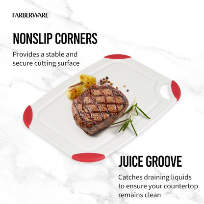 Farberware Cutting Board Set Made from Recycled PET (RPET) with Non-Slip Edges, Durable & Dishwasher Safe, 2-Piece