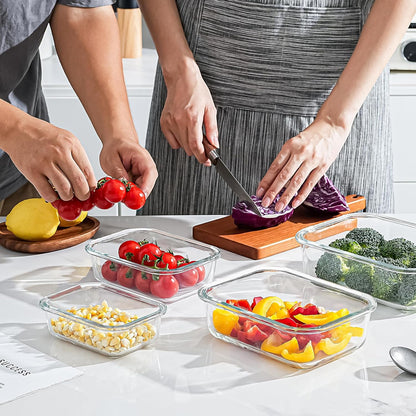Glass Food Storage Containers with Airtight Locking Lids, 4-Piece Set, Nesting Design