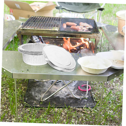 5Pcs Disposable Aluminum Foil Pans with Lids Leakproof Baking Trays for Cooking Roasting and Food Storage for Outdoor Picnics and Meal Prep