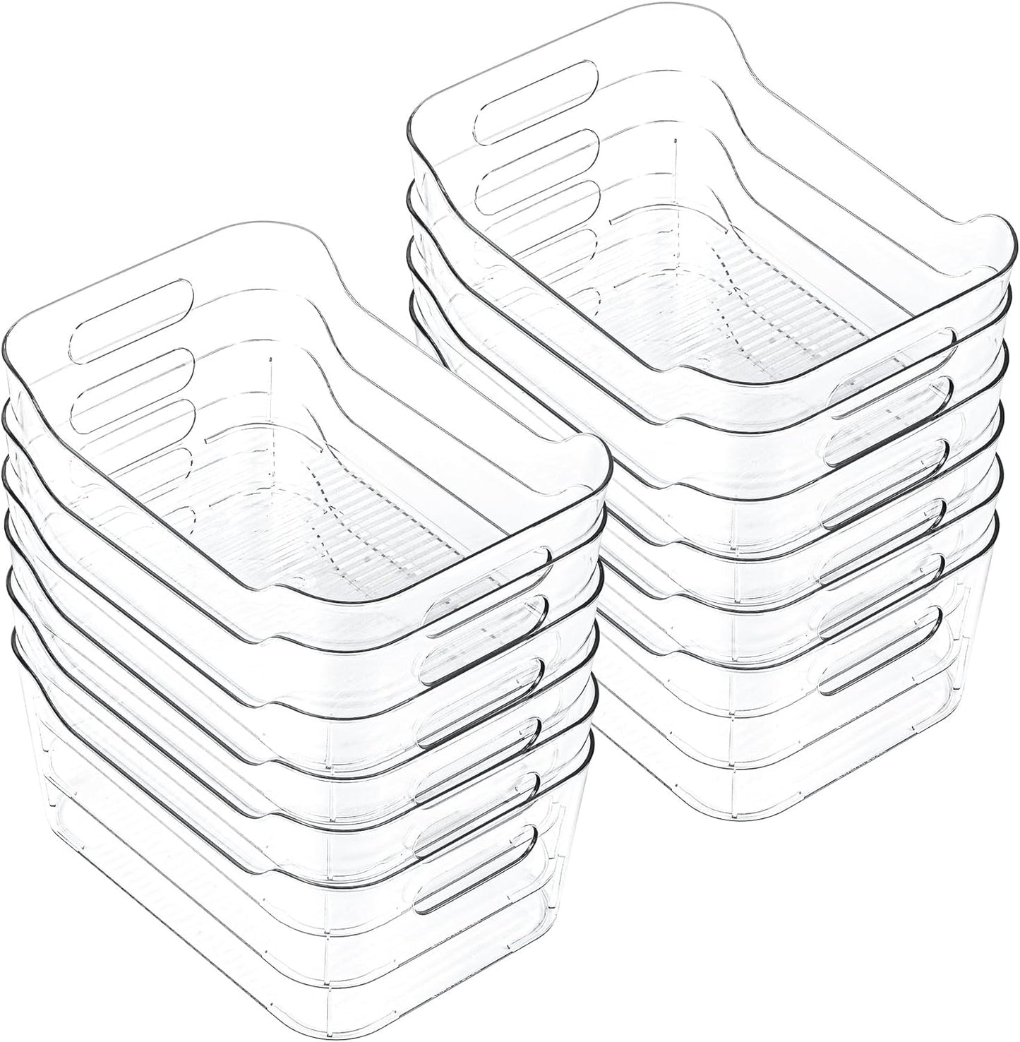 CiWiVOKi 6 Pack Clear Stackable Storage Bins with Bamboo Lids, 3.7L BPA-Free Plastic Organizer Containers with Handles, for Pantry, Kitchen, Fridge, Bathroom, Cabinet & Closet Organization