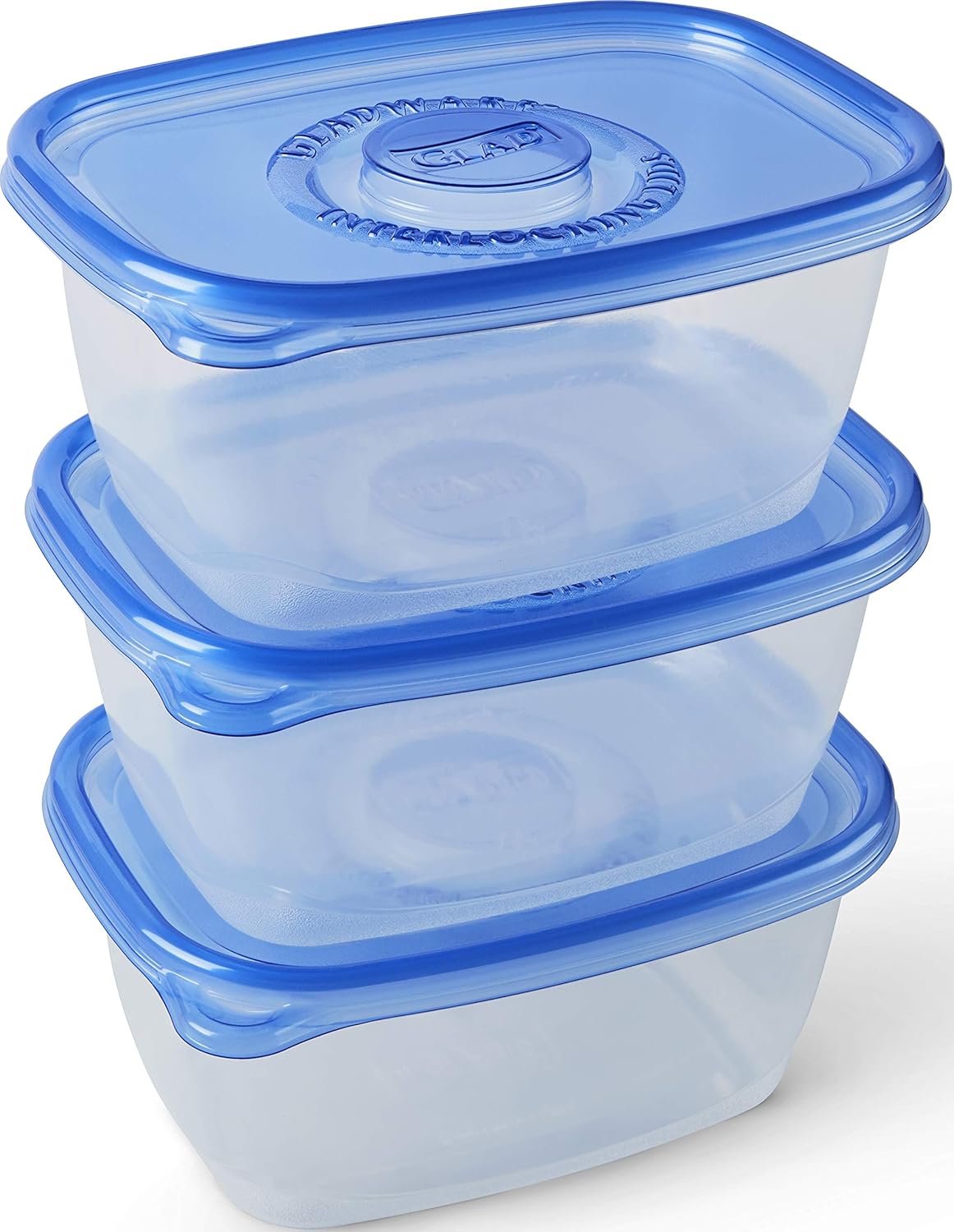 Glad GladWare To Go Snack Food Storage Containers with Lids, Medium Rectangle No BPA Plastic with Built-In Dressing Cup for Salads and Snacks, Microwave Dishwasher Safe, 24 Oz, 4 Count