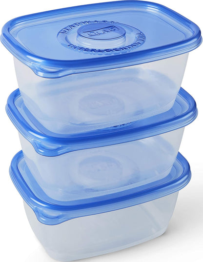 Glad GladWare To Go Snack Food Storage Containers with Lids, Medium Rectangle No BPA Plastic with Built-In Dressing Cup for Salads and Snacks, Microwave Dishwasher Safe, 24 Oz, 4 Count