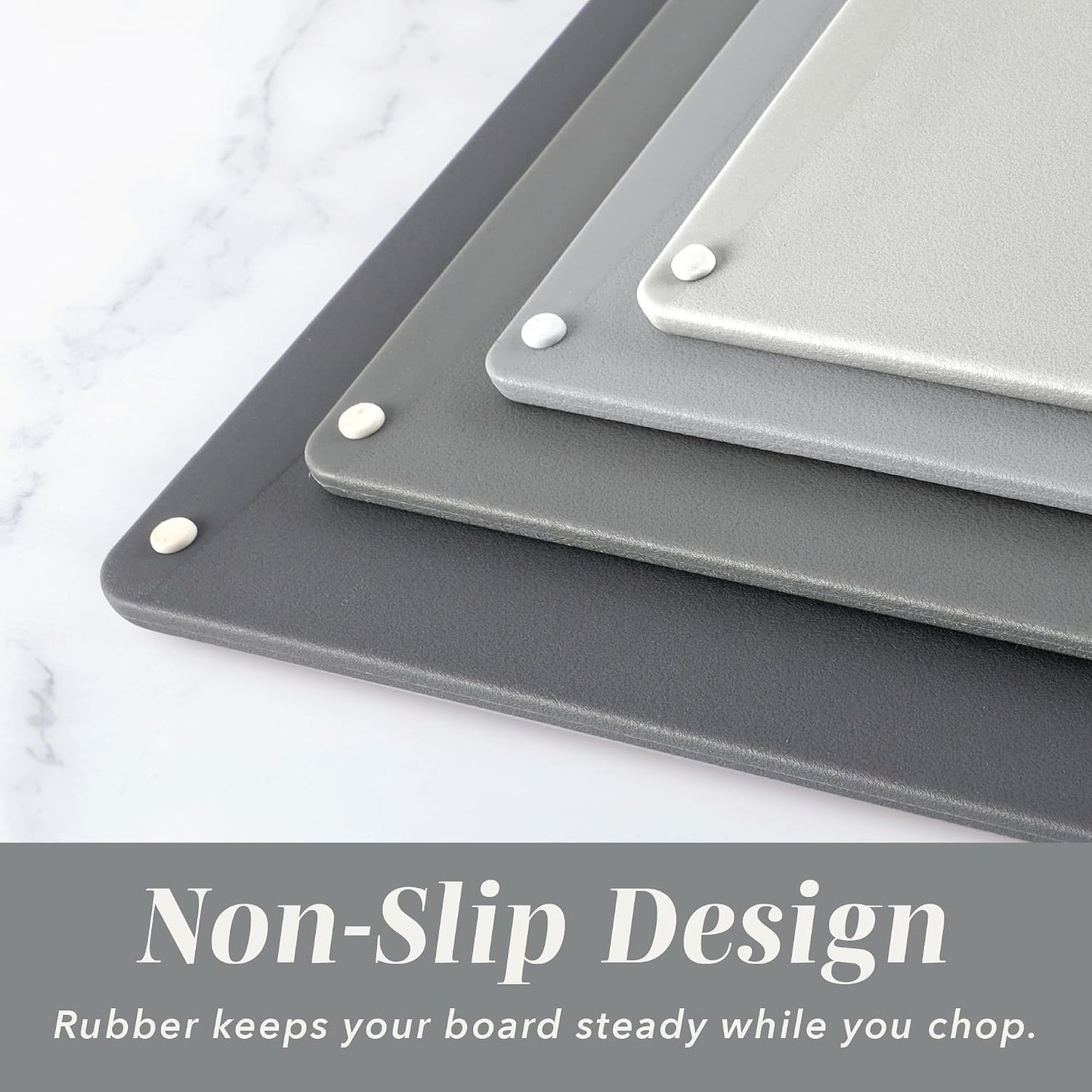 COOK WITH COLOR Non-Slip Cutting Board Set – Kitchen Essentials with Easy Grip Handle for Meat, Veggies, and Fruits, 3 Cutting Boards, Speckled White