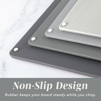 COOK WITH COLOR Non-Slip Cutting Board Set – Kitchen Essentials with Easy Grip Handle for Meat, Veggies, and Fruits, 3 Cutting Boards, Speckled White