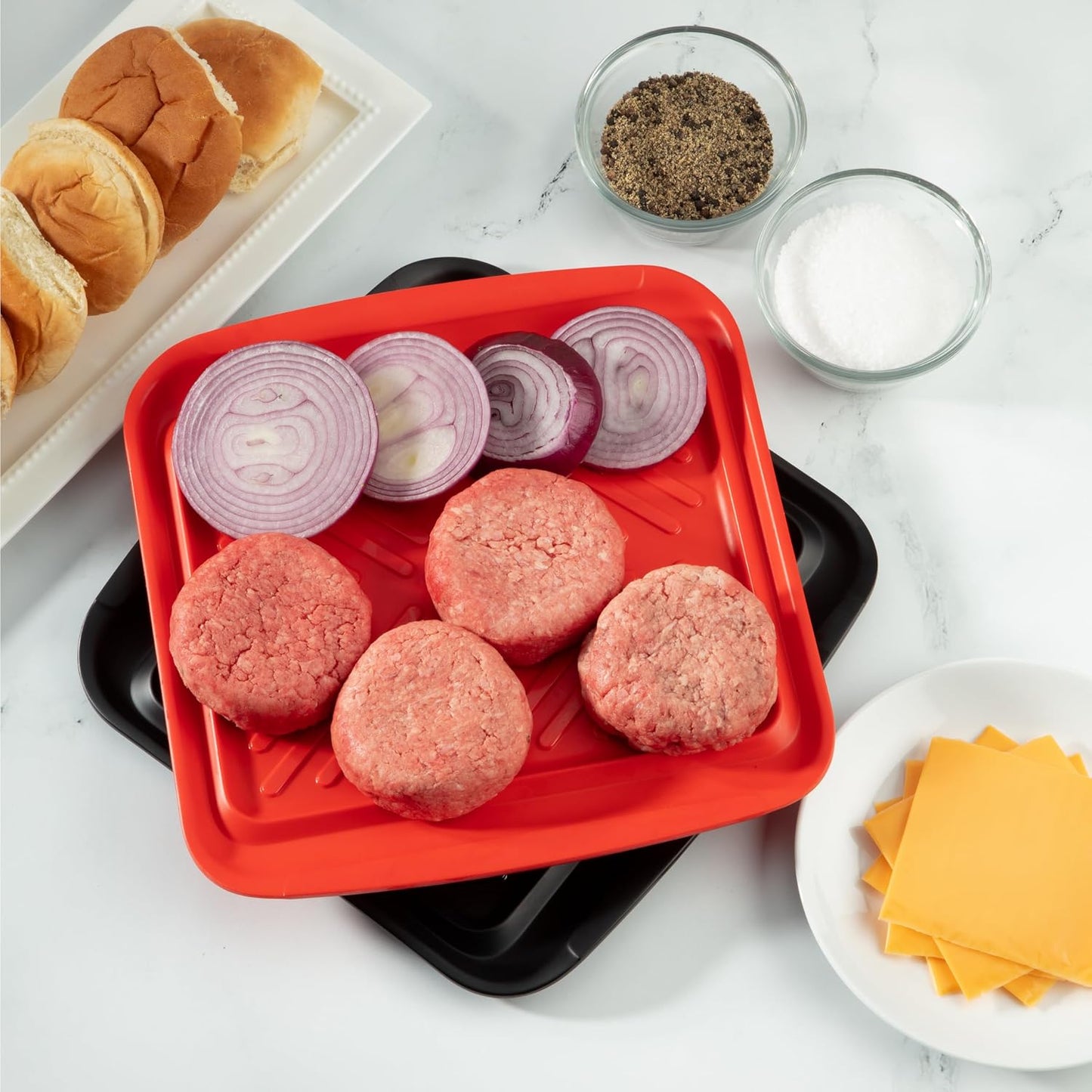 Cuisinart CPK-210 Grilling Prep and Serve Trays, Black and Red Large 18” x 14.5”