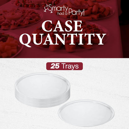 Smarty Had A Party 12 Inch Black Round Plastic Serving Tray – Heavy-Duty Party Platters & Catering Trays, Reusable or Disposable Plastic Trays for Serving Food, Elegant Party Tray Set of 25