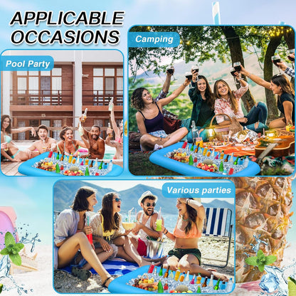 Leitee Inflatable Serving Bar with Drain Plug 52 x 24 x 5'' Inflatable Ice Serving Buffet Bar for Party Food Cooler Buffet Drink(Black,Basic Style)