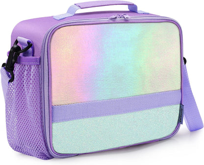 Cerbonny Kids Lunch Box, Insulated Lunch Bag for Girls and Boys, Durable Polyester with PEVA Lining, Adjustable Shoulder Strap, 10.8"L x 4"W x 8.8"H, 5 Pockets