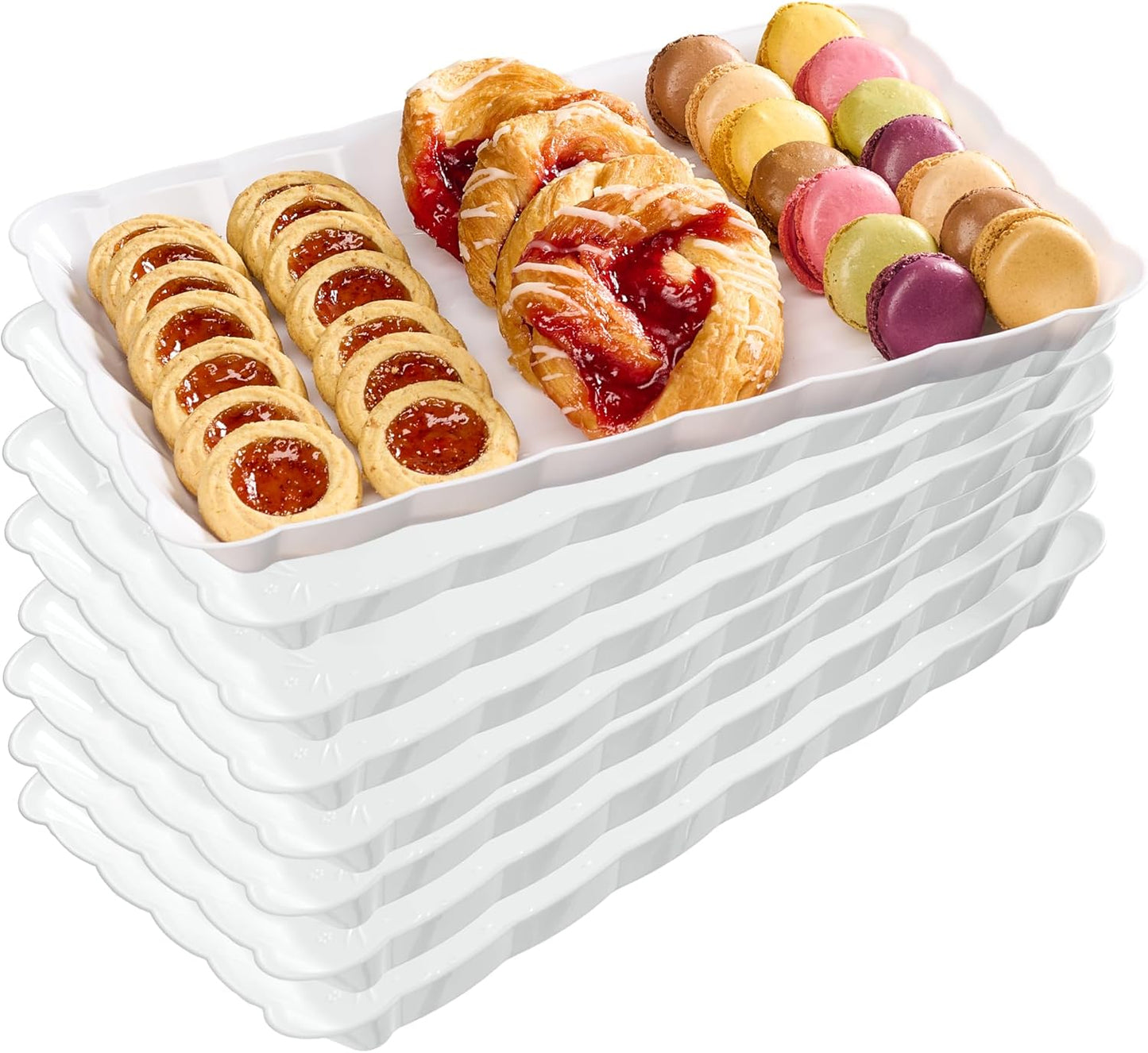 Plasticpro Plastic Serving Trays - Serving Platters Rectangle 9X13 Disposable Party Dish 4 Black Trays