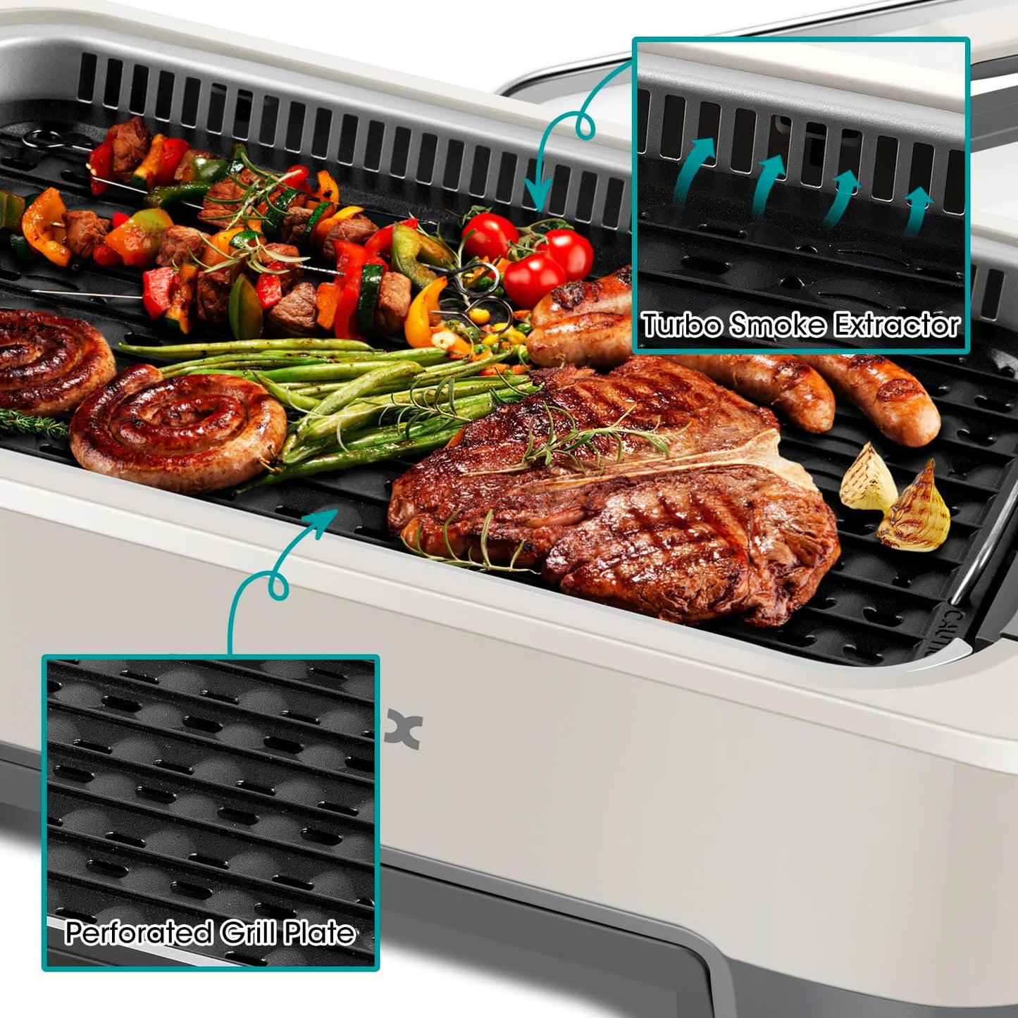 Smokeless Indoor Grill, CUSIMAX Electric Grill with Non-stick Removable Grill/Griddle Plate, 1500W Korean BBQ Grill with LED Smart Display & Tempered Glass Lid, Easy to Clean, Black