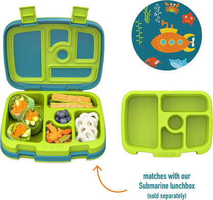 Bentgo® Kids Prints Tray with Transparent Cover - Reusable, BPA-Free, 5-Compartment Meal Prep Container with Built-In Portion Control for Healthy Meals At Home & On the Go (Mermaids in the Sea)