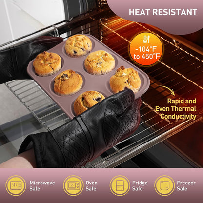 2 Pack 12 Cups Silicone Muffin Pan with Metal Reinforced Frame Regular Size Silicone Molds Cupcake Cake Baking Pans Cookie Baking Chocoflan Cupcake Mold Nonstick Muffin Tin Home Baking Supplies