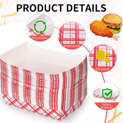 woric 54 Pcs Mexican Taco Food Trays, Disposable Mexican Nacho Paper Plates Popcorn Snack Candy Fries Tray for Birthday Carnival Easter Supplies