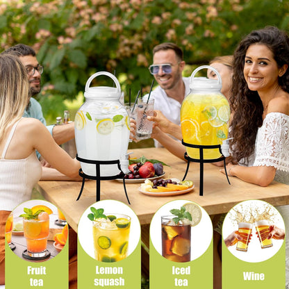 Havawish 2 Pack 1.16 Gallon Drink Beverage Dispenser with Stand for Parties Plastic Water Lemonade Juice Dispenser with Spigot and Lid for Countertop Weddings(Gold)