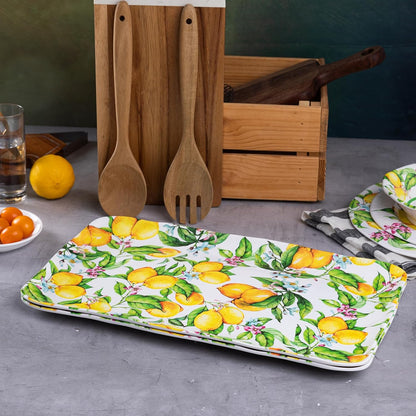 LEHAHA Grilling Prep and Serve Trays, BBQ Serving Platter, Melamine Serving Trays for Food, Set of 2, Great Gift for Father's Day, BBQ Lovers, Prefect for Chrismas Festival and Everyday use.