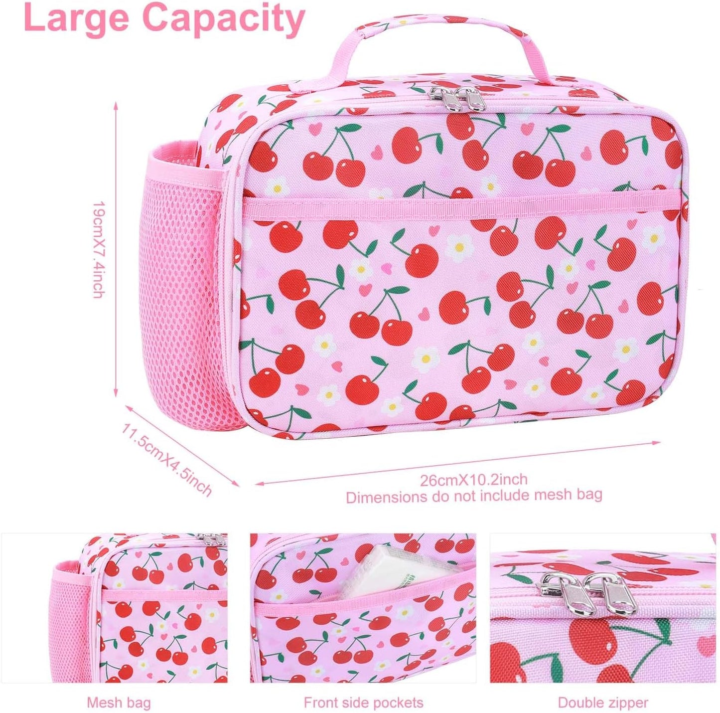 RHCPFOVR Kids Lunch Bag - Insulated Lunch Box for Boys Girls,Washable Lunch Bag and Reusable Toddler Leak-proof Lunchbox for School and Daycare - Colors B