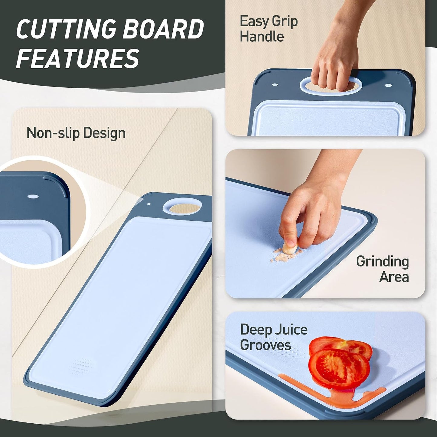 2 Packs Stainless Steel Cutting Board Set, Best Non Toxic Cutting Boards for Kitchen, Double Sided Metal Chopping Board for Meat/Fruit/Vegetables, Food Grade Kitchen Set Gift, [16”×11”+18”×12” Inch]